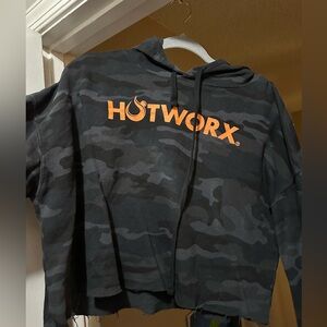 HotWorx black Camo Hoodie (crop top). Gently Used, but in very good condition